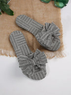 Leyla bow-knot open-toe slide sandals by Pinup Girl Clothing