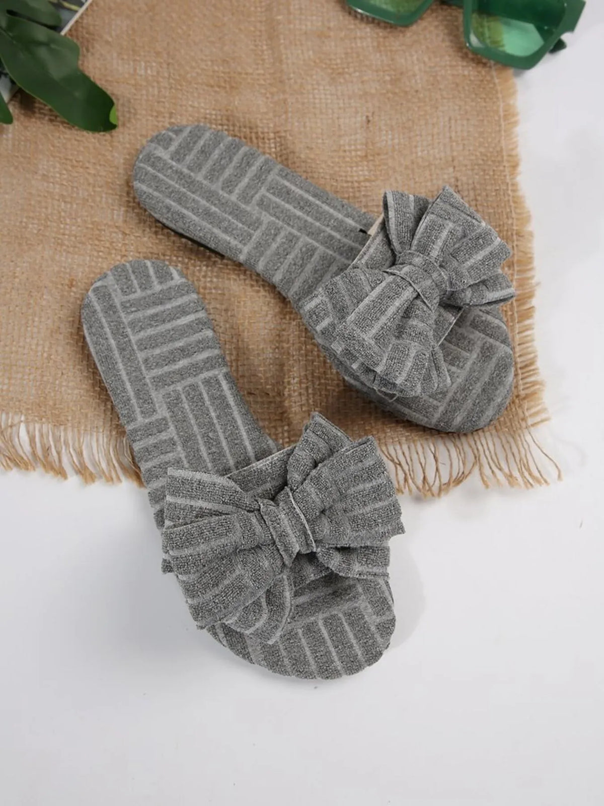 Leyla bow-knot open-toe slide sandals by Pinup Girl Clothing