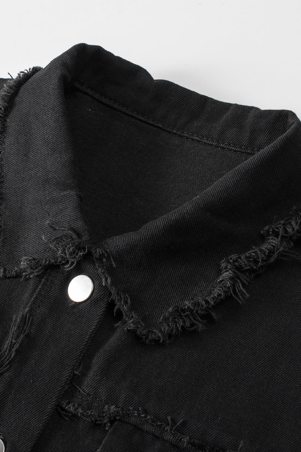 Rare Tour Raw Hem Denim Jacket with Black Sequin Sleeves