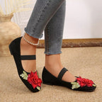 Posy square-toe flats in black by Pinup Girl Clothing
