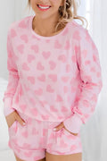 Isabella Heart Print Long Sleeve Top and Shorts Lounge Set | 2 Colors