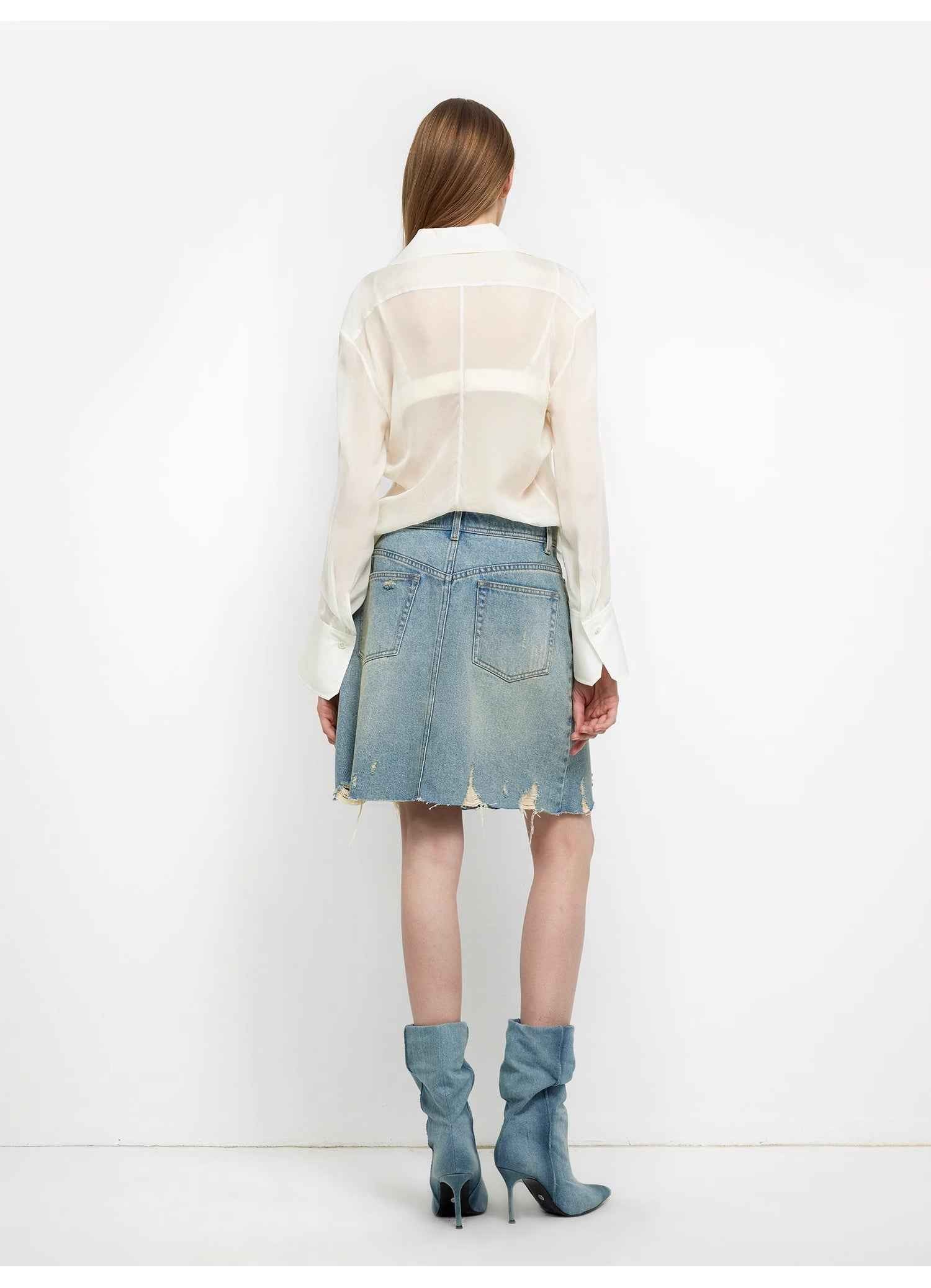 Hazy Moonlight Silk Chiffon Tie-Front Blouse | 2 Colors