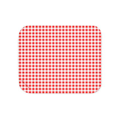 Ultra Fuzz Red Gingham Sherpa Blanket — Reversible Two‑Tone Cozy Throw | Pinup Couture