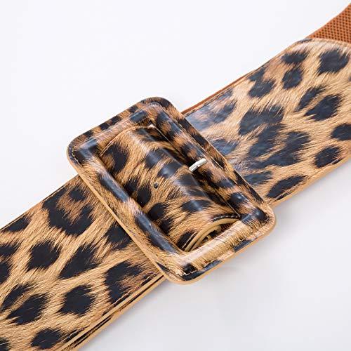 Leopard-print wide stretch waist belt by Pinup Girl Clothing, sizes S to 2X.
