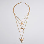 Alloy Three Layered Bullhead Pendant Necklace