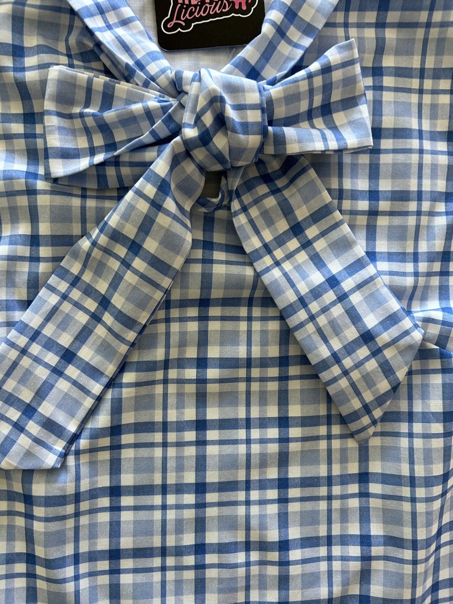 Blue Plaid Bow Top | Retrolicious
