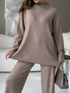 Gabriella Slit Mock Neck Top and Pants Sweater Set | 4 Colors