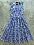 High-neck plaid swing midi dress with pockets by Pinup Girl Clothing