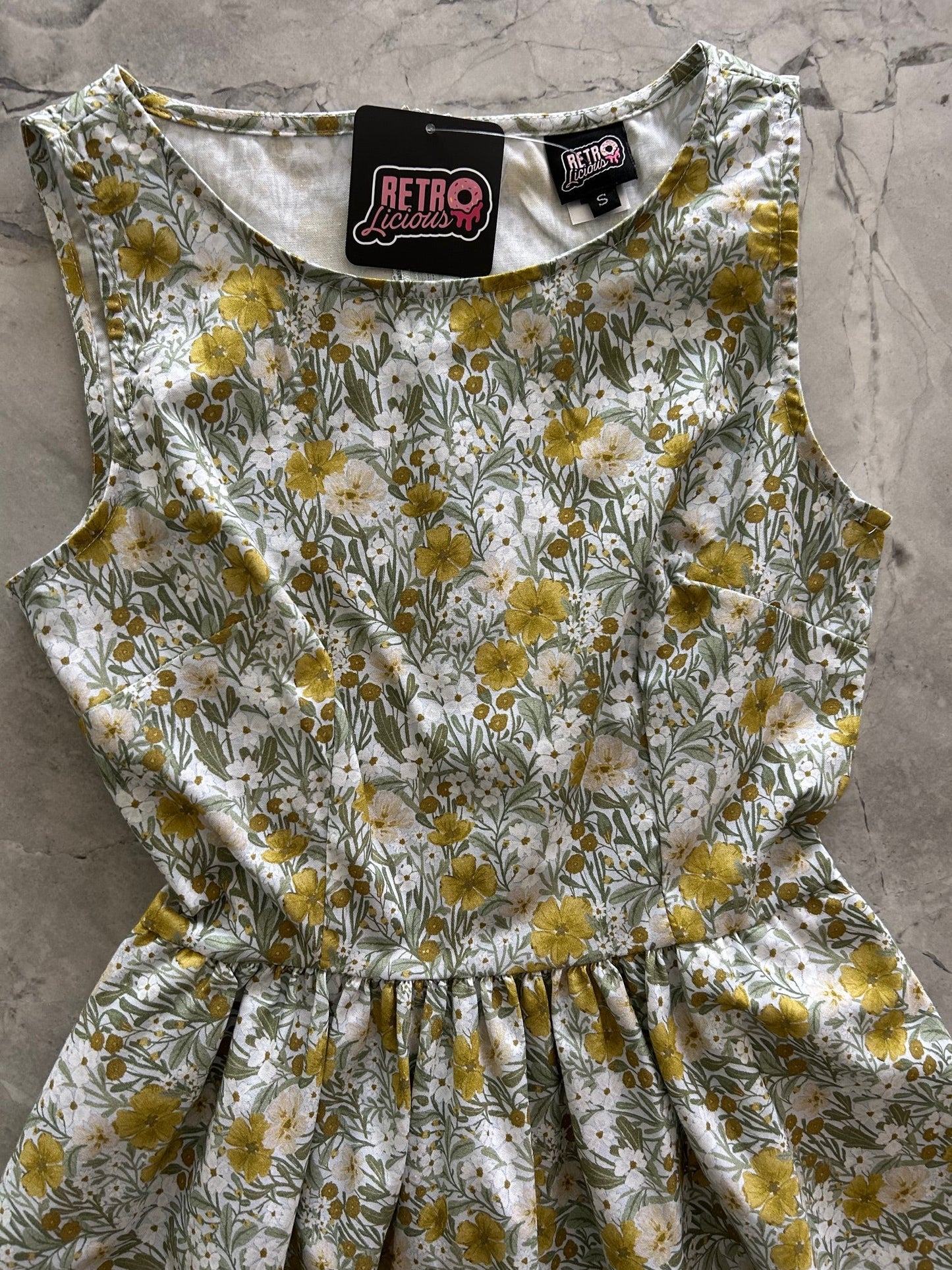 Mustard Floral Midi Dress | Retrolicious