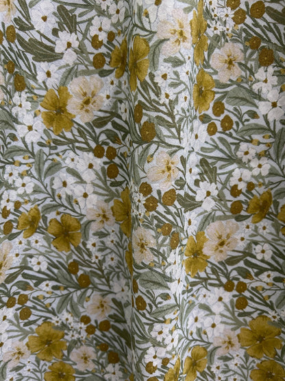 Mustard Floral Midi Dress | Retrolicious