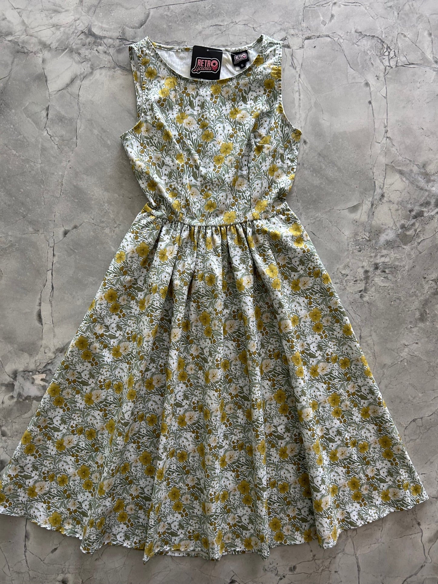 Mustard Floral Midi Dress | Retrolicious