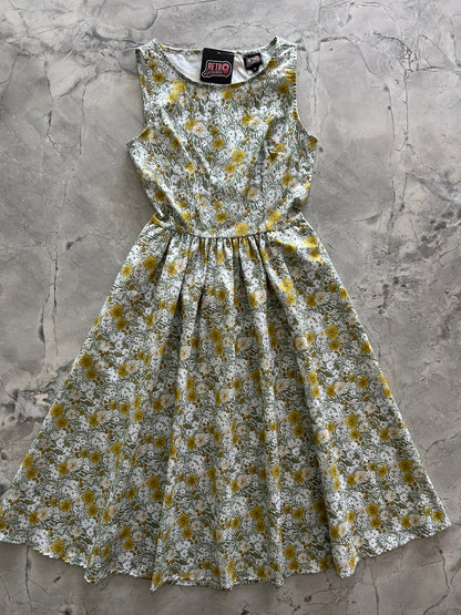 Mustard Floral Midi Dress | Retrolicious