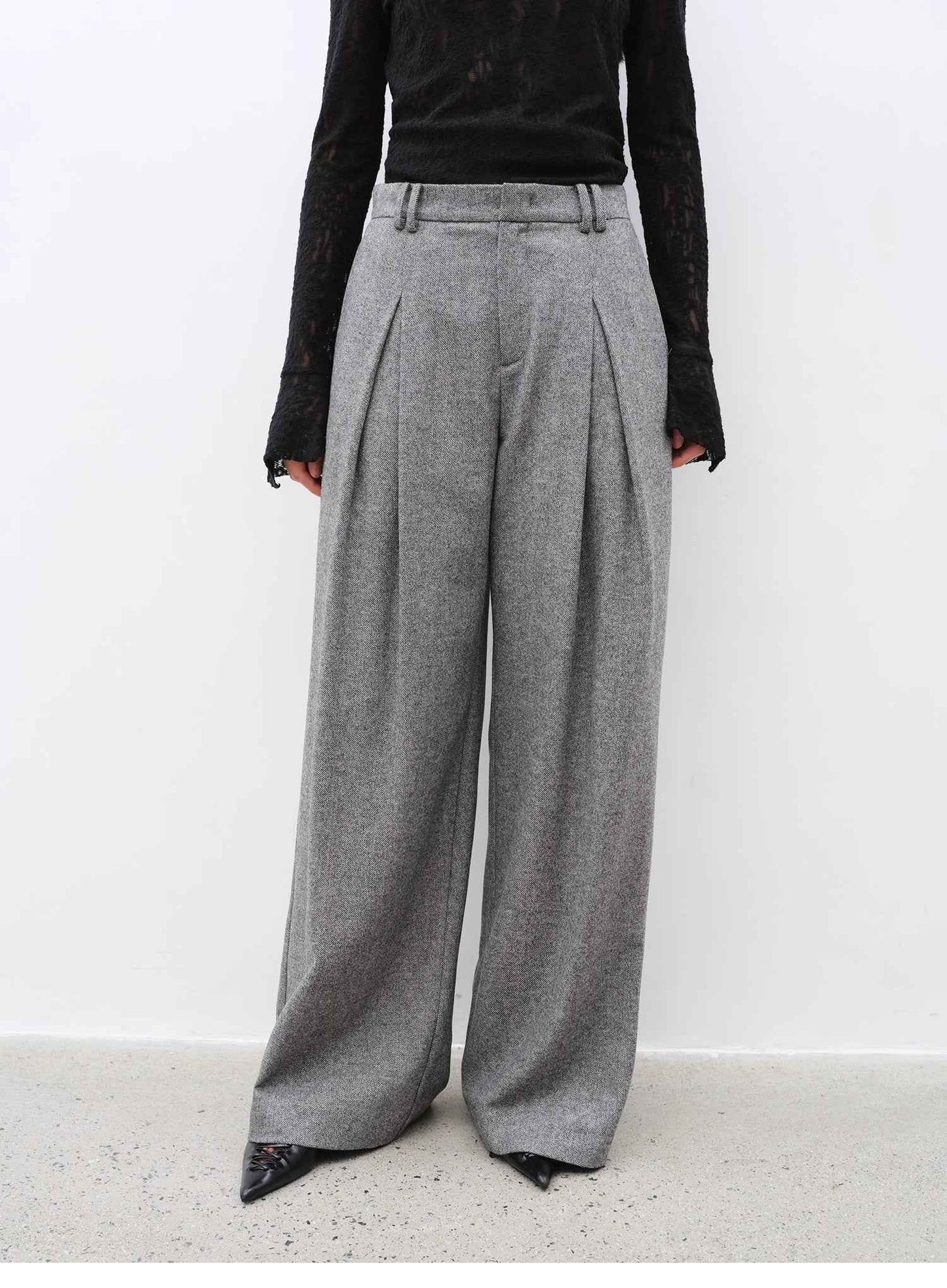 City Stroll Wool-Blend Wide-Leg Trousers | 4 Colors | Fireladyfur