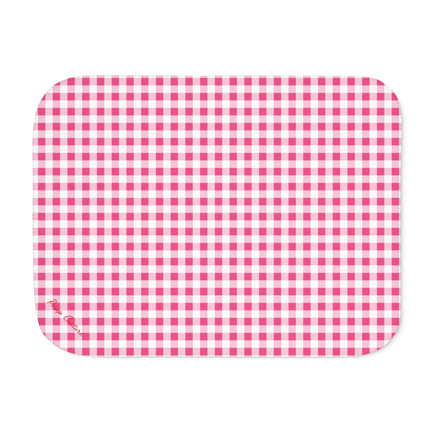 Ultra Fuzz Pink Gingham Sherpa Blanket — Reversible Two‑Tone Cozy Throw | Pinup Couture