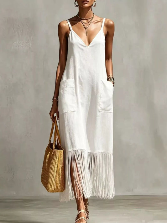 Coco Fringe Dress in White by Pinup Girl Clothing
