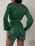 Spark Tie Waist Long Sleeve Romper | 7 Colors