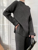 Sofia Mock Neck Raglan Sleeve Top and Pants Sweater Set | 4 Colors
