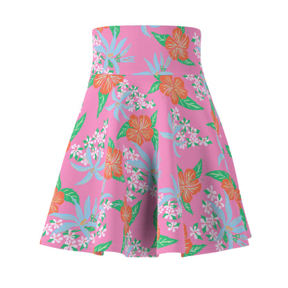 Louisa Pink Tropical Hibiscus Skater Skirt Swim Coverup