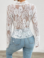 Gift Wrap V-Neck Long Sleeve Lace Cardigan Top | 5 Colors | Poundton