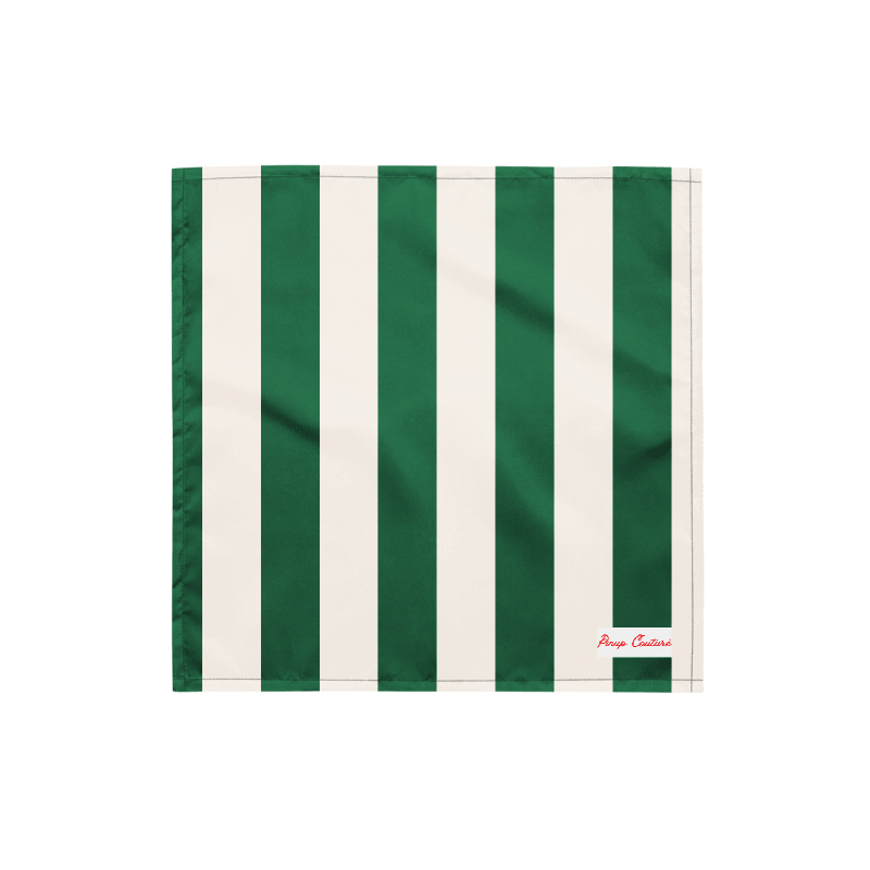 Cyndi Green and White Mark Stripe Bandana | Pinup Couture