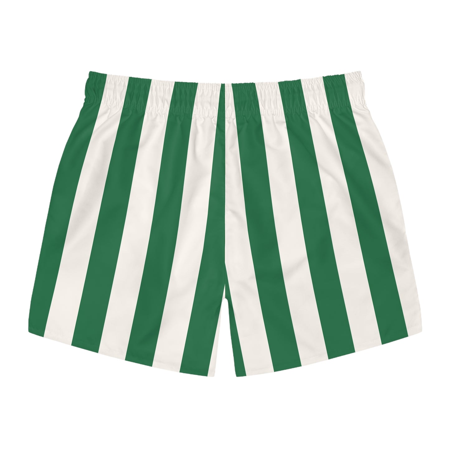 Green and White Mark Stripe Men's Swim Trunks | Pinup Couture Swim