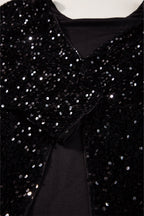 Countdown black sequin long sleeve top, seated view