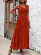 The Santorini Escape maxi romper dress by Pinup Girl Clothing, sizes XS to 4X.