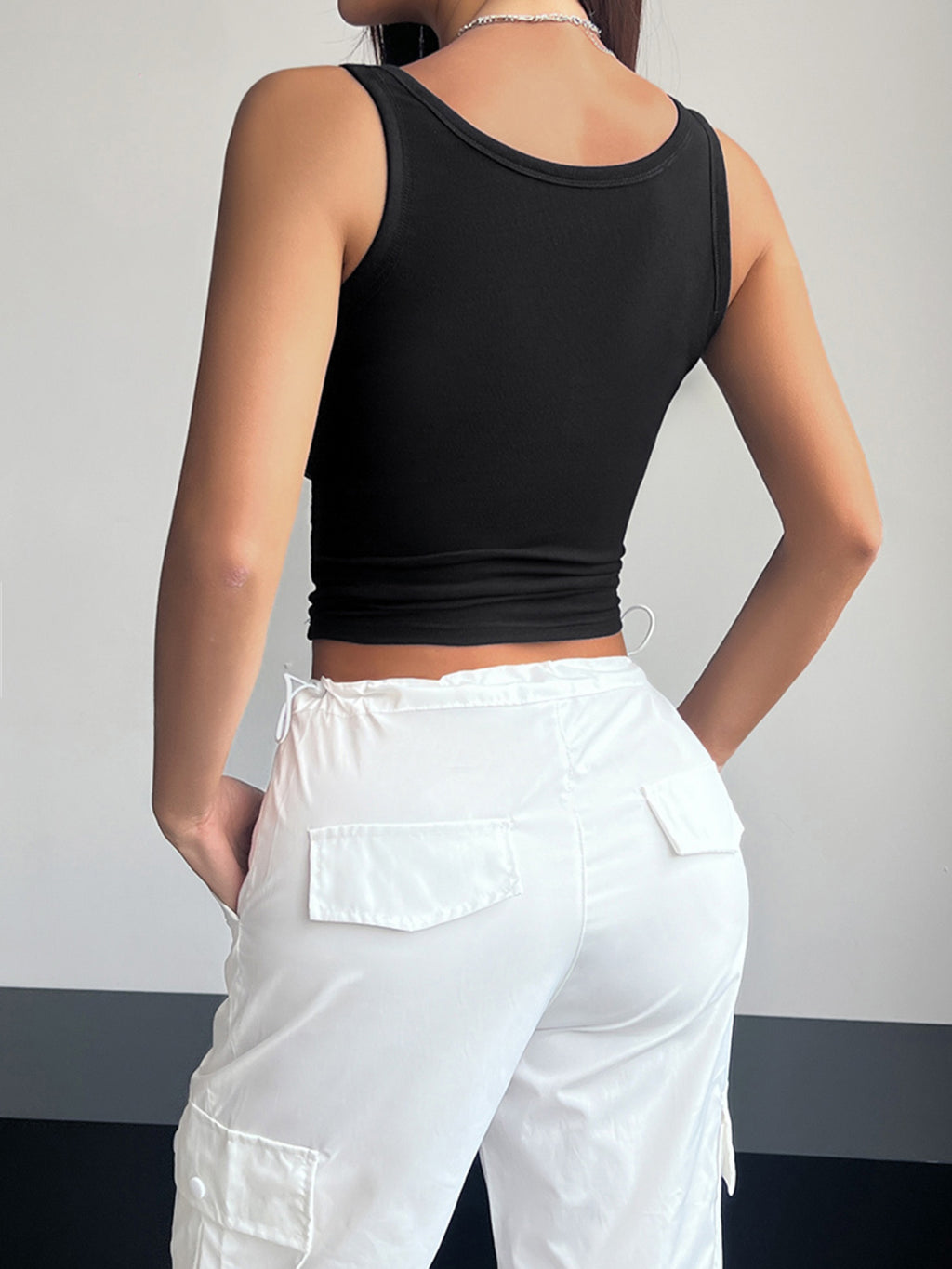 Quarter Button Square Neck Tank | Poundton