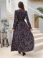 Gianna Smocked Printed V-Neck Flounce Sleeve Dress | 4 Colors