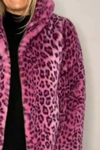Alessia Full Size Leopard Furry Collared Neck Long Sleeve Coat | 5 Colors