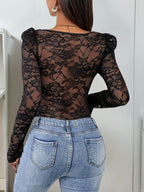 Vintage Witch Sweetheart Lace Bodysuit in Black - Poundton