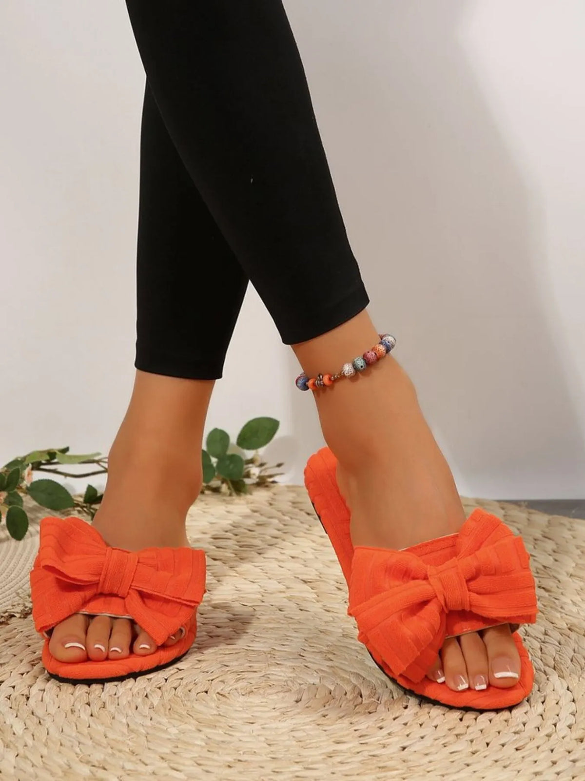 Leyla bow-knot open-toe slide sandals by Pinup Girl Clothing