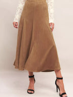 Sahara A-line camel midi skirt by Pinup Girl Clothing