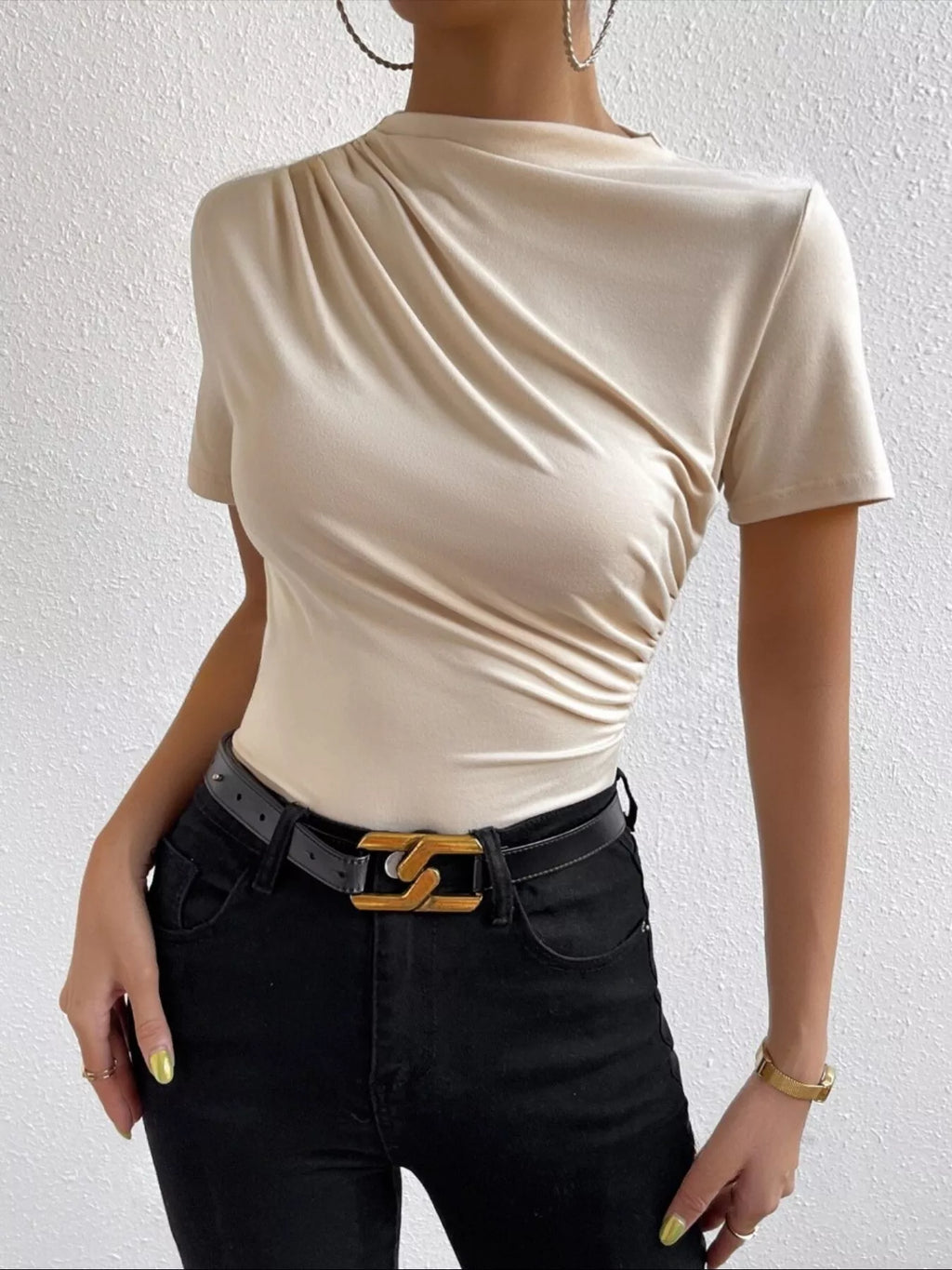 Capri draped short-sleeve top by Pinup Girl Clothing