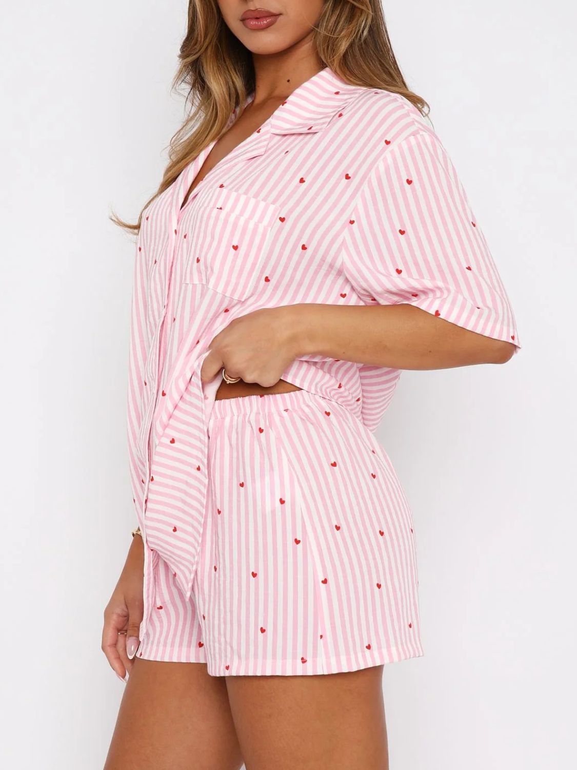 Saint Val Button Down Top and Shorts Pajama Set | 4 Colors | Poundton
