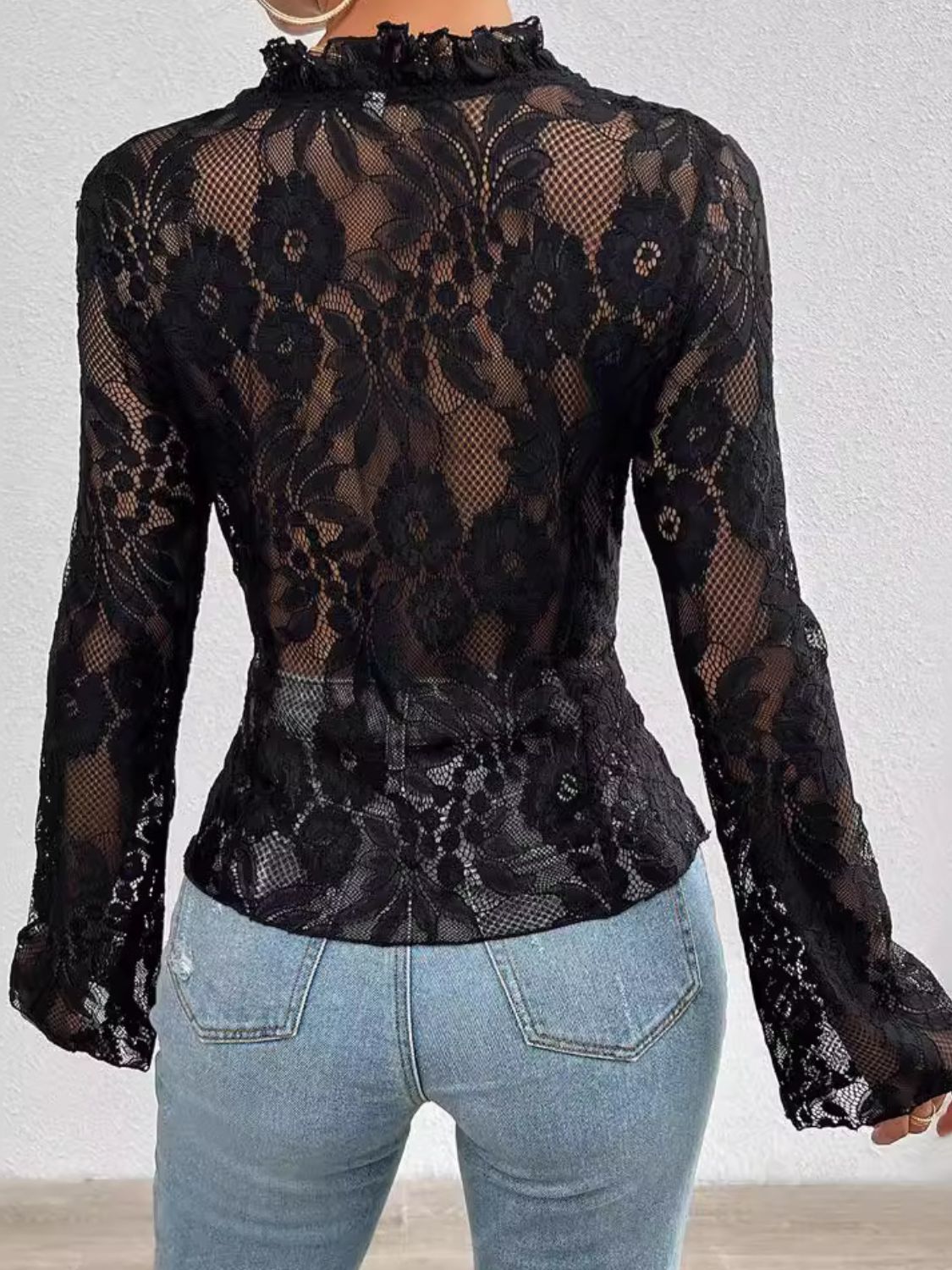Gift Wrap V-Neck Long Sleeve Lace Cardigan Top | 5 Colors | Poundton
