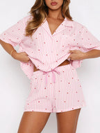 Saint Val Button Down Top and Shorts Pajama Set | 4 Colors | Poundton