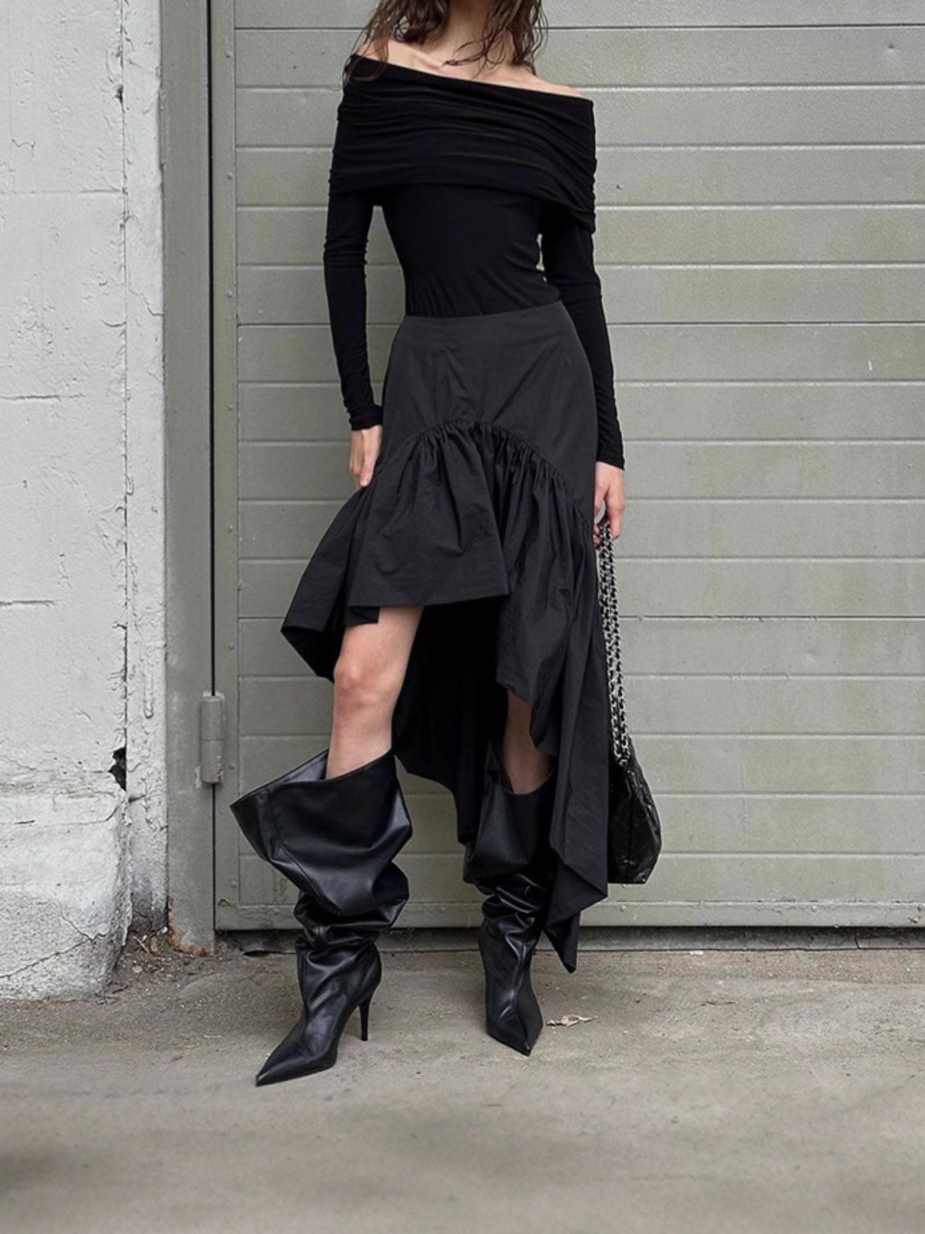つ*わ様 AMOMMA VOLUME UP FLARE SKIRT ブラック無地 Wannabe Local Top and Maxi Skirt - Black – Hazel & Olive