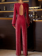 Carolina Perfee Cutout Round Neck Long Sleeve Jumpsuit
