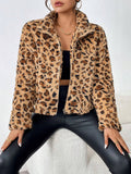 Adriana Fuzzy Leopard Zip Up Jacket