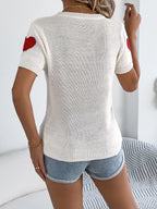 Amour Cherie heart-print short-sleeve knit top by Pinup Girl Clothing