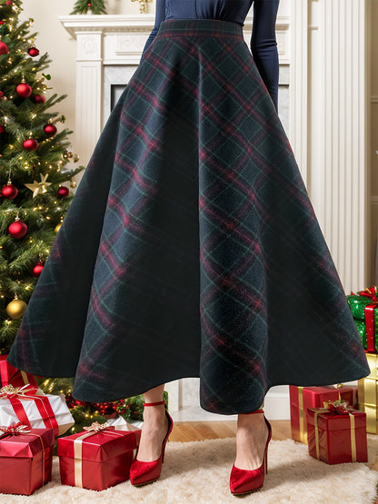 Vintage Plaid Flannel Midi Swing Skirt | 2 Colors | Poundton