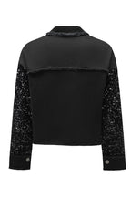 Rare Tour Sequin Sleeve Raw Hem Denim Jacket