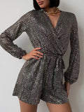 Spark Tie Waist Long Sleeve Romper | 7 Colors