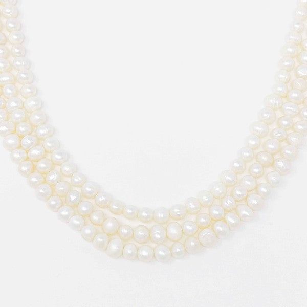 Three Strands Genuine Freshwater Pearl Necklace | Ellison and Young