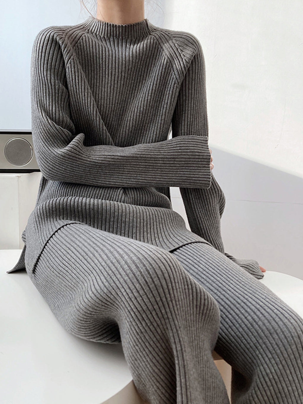 Sofia Mock Neck Raglan Sleeve Top and Pants Sweater Set | 4 Colors