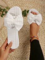 Leyla bow-knot open-toe slide sandals by Pinup Girl Clothing