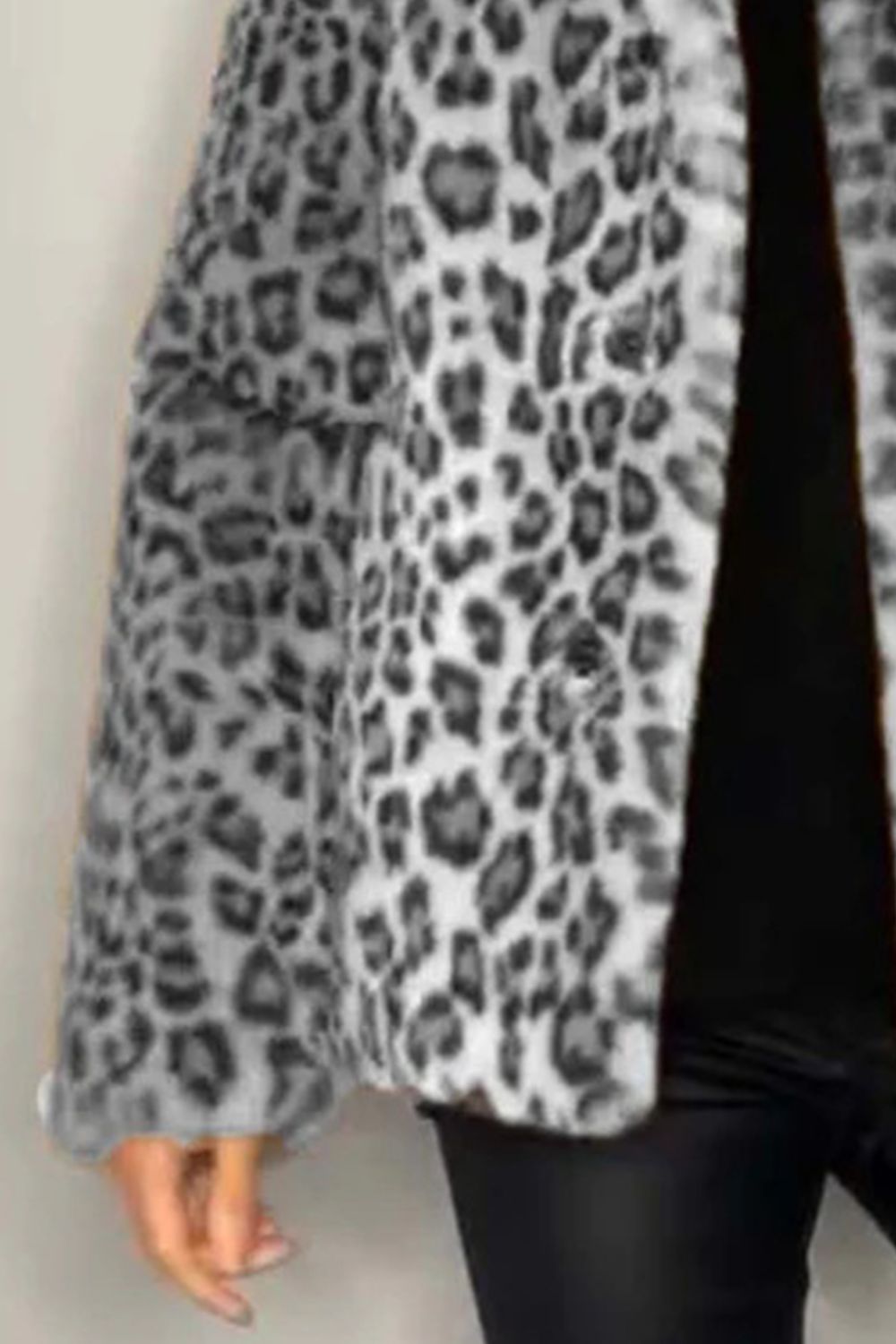 Alessia Full Size Leopard Furry Collared Neck Long Sleeve Coat | 5 Colors