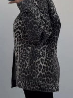 Elisabetta Leopard Button Up Long Sleeve Denim Jacket | 2 Colors