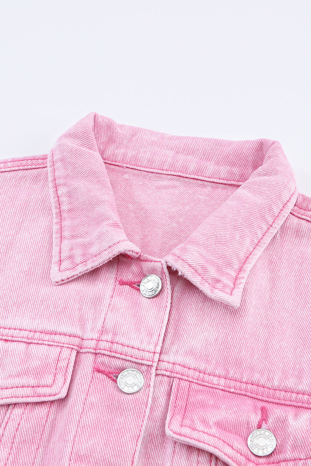 Pink Acid Wash Denim Jacket